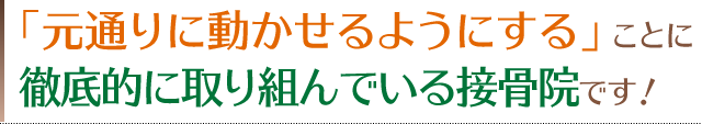 「元通りに動かせるようにする」ことに徹底的に取り組んでいる接骨院です！